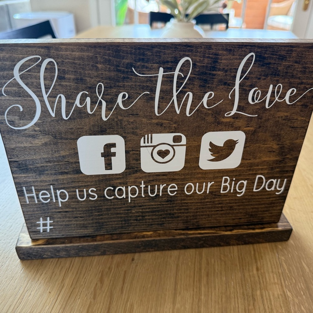 Rustic “Share The Love” Social Media # (Hashtag) Wooden Sign